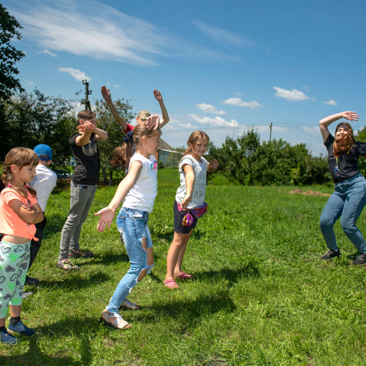 Children take part in an activity led by the IRC protection team.